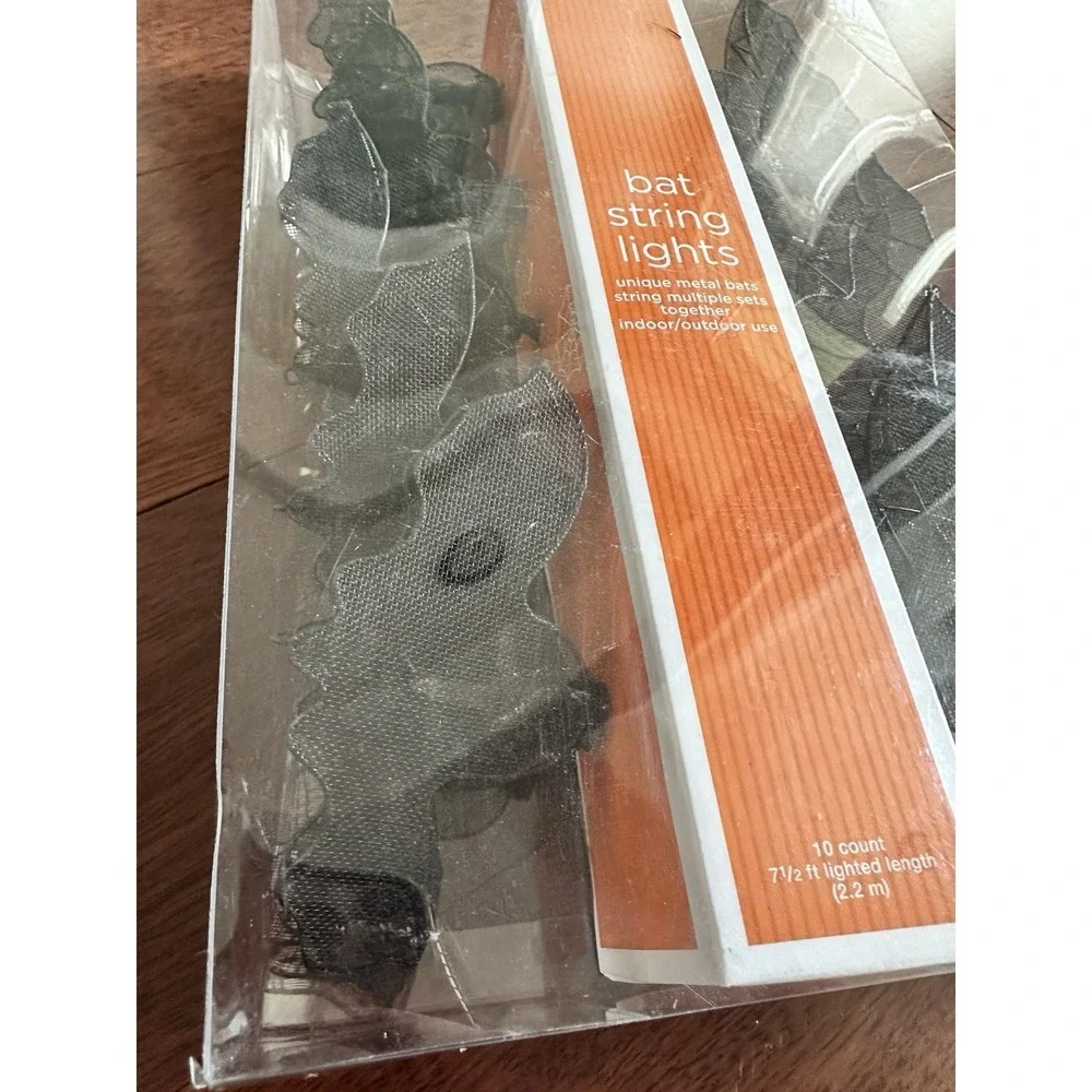 Target Bat String Lights; Metal; 10 ct; Indoor Outdoor Use; NEW black Halloween - Picture 7 of 7